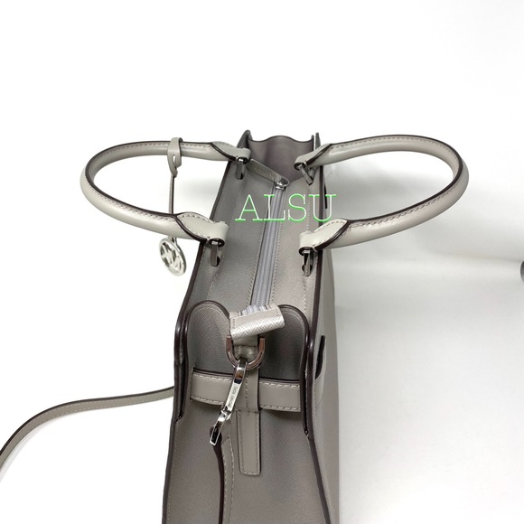 Michael Kors Rainer Medium Leather Satchel Grey - Picture 7 of 12